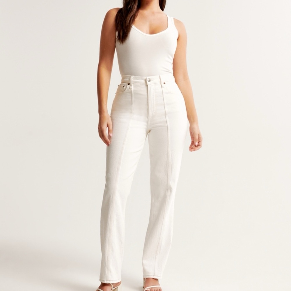 Abercrombie & Fitch White High Rise Jeans 90s Straight Curve Love